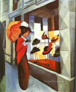 Shop Painting - Before The Hat Shop August Macke